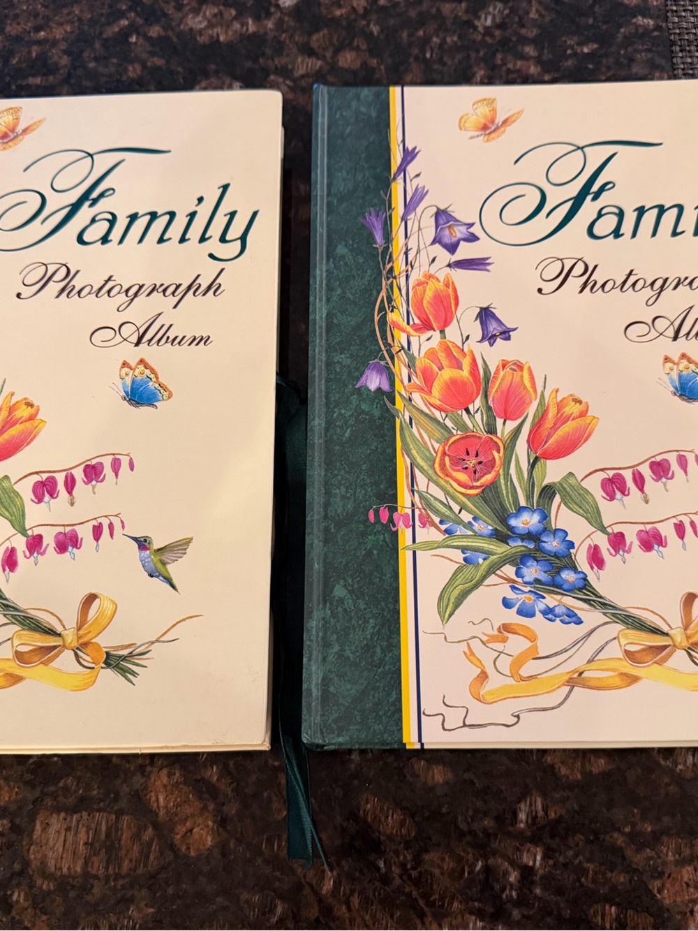 Pair Vintage Floral Family Photograph Albums 1997 Nichols